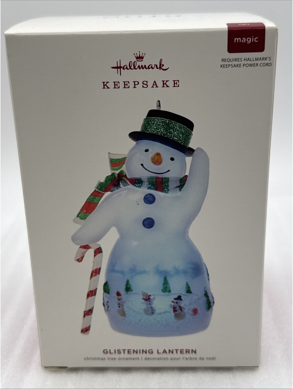 2019 Glistening Lantern Snowman Hallmark Magic Keepsake Cord Needed Lights Up